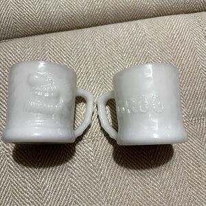 Vintage Fire King Grog Milk Glass Mugs set/2